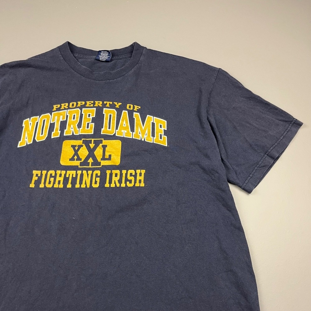 Vintage Cadre Athletic T-Shirt Mens XL Blue Notre Dame Fighting Irish Graphic